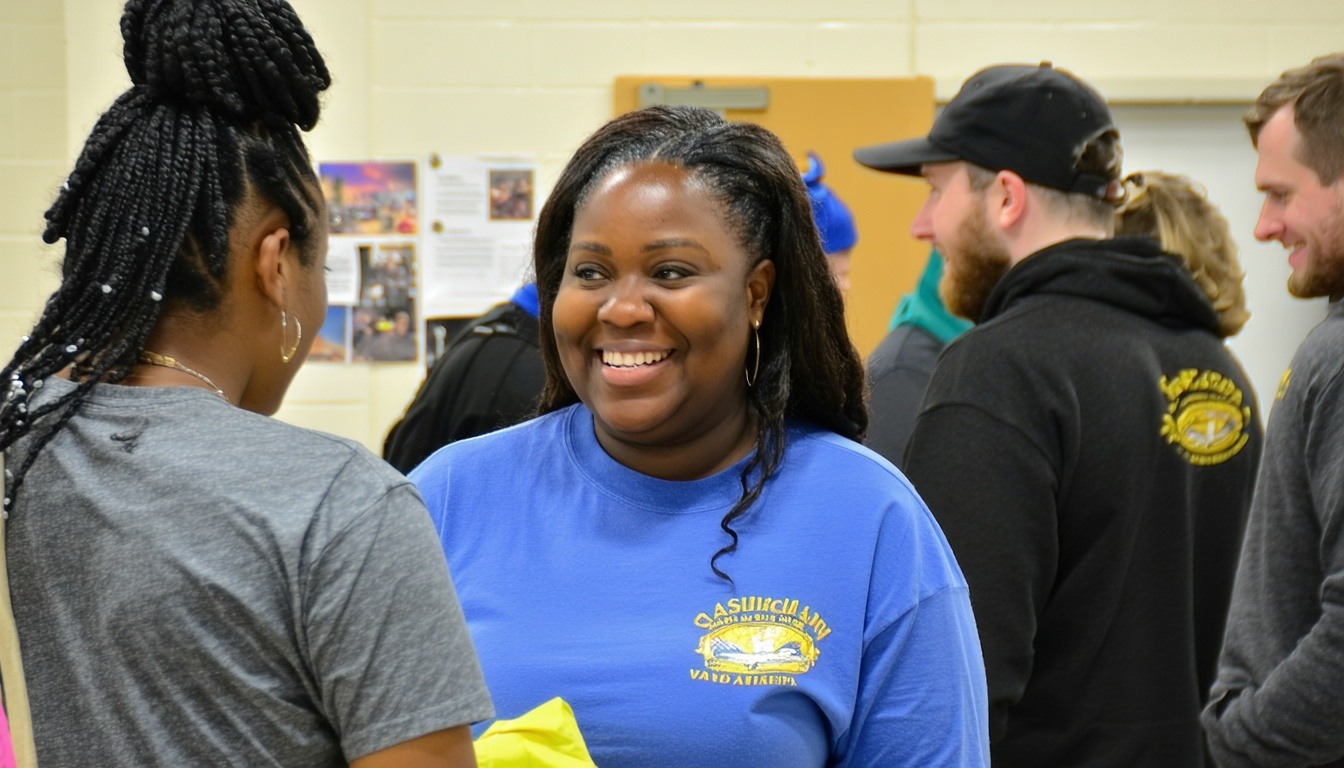 helping at a charity